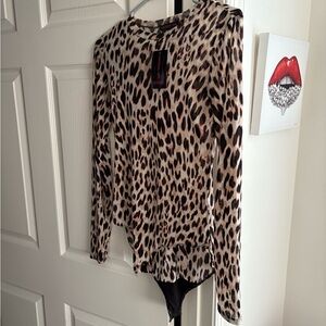Material Girl Animal Print Long Sleeve Bodysuit